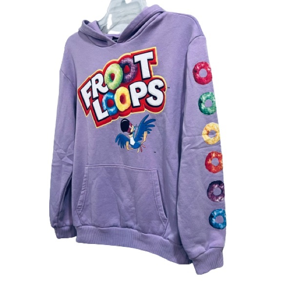 Kellogg’s Froot Loops Toucan Sam Pullover Hoodie Lt. Purple Fleece Inside Unisex - Picture 2 of 7